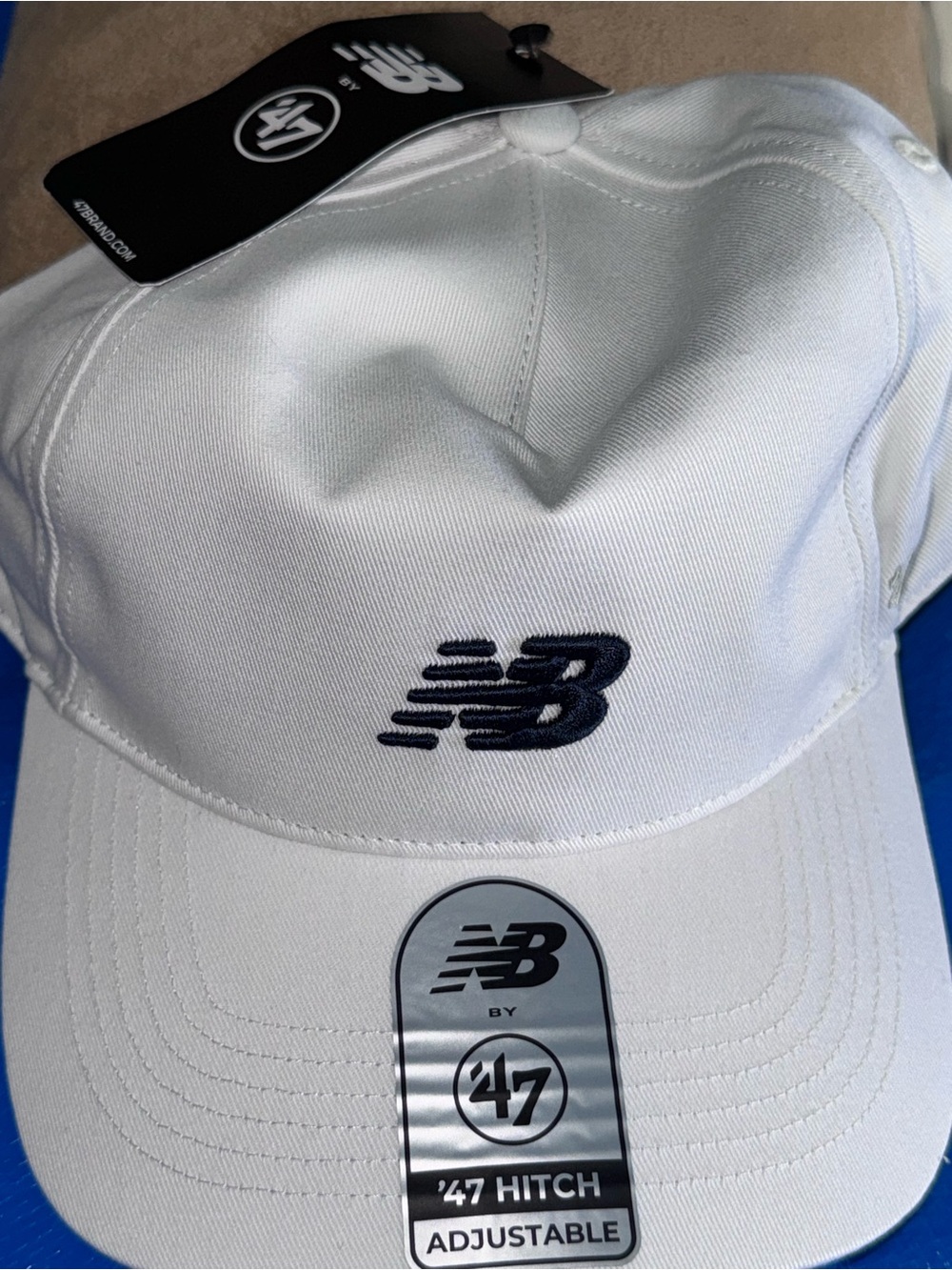 New Balance White Cap with Navy Logo